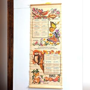 Vintage 1983 rattan wall hanging calendar by GIFTCO, INC.
